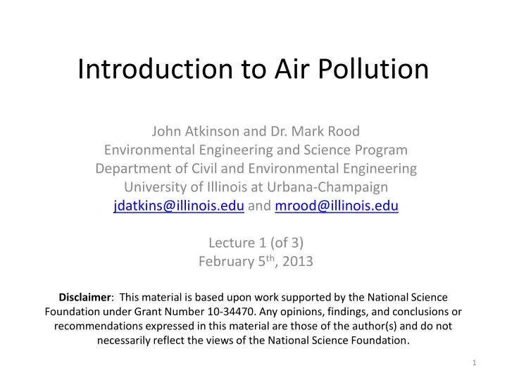 introduction to air pollution