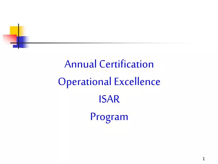 annual certification operational excellence isar program