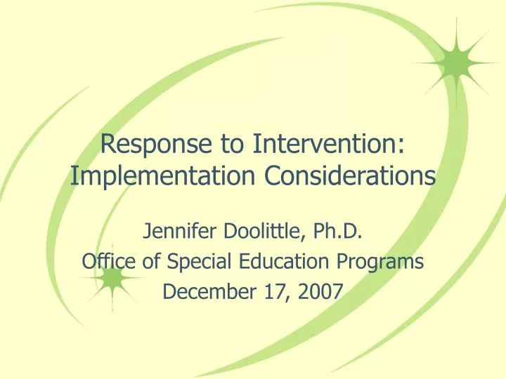 response to intervention implementation considerations