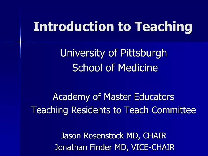 introduction to teaching