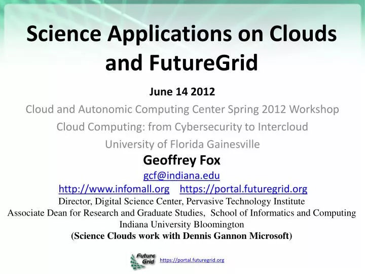 science applications on clouds and futuregrid