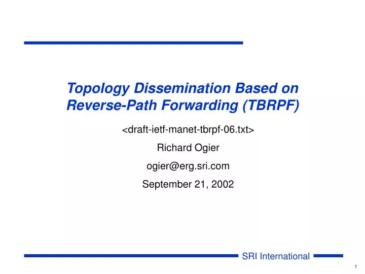 topology dissemination based on reverse path forwarding tbrpf