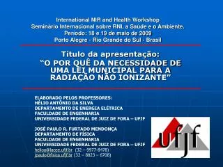 t tulo da apresenta o o por qu da necessidade de uma lei municipal para a radia o n o ionizante