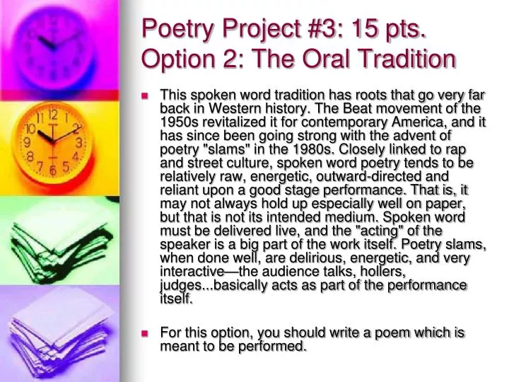 poetry project 3 15 pts option 2 the oral tradition