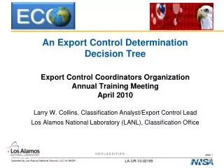 An Export Control Determination Decision Tree Export Control Coordinators Organization
