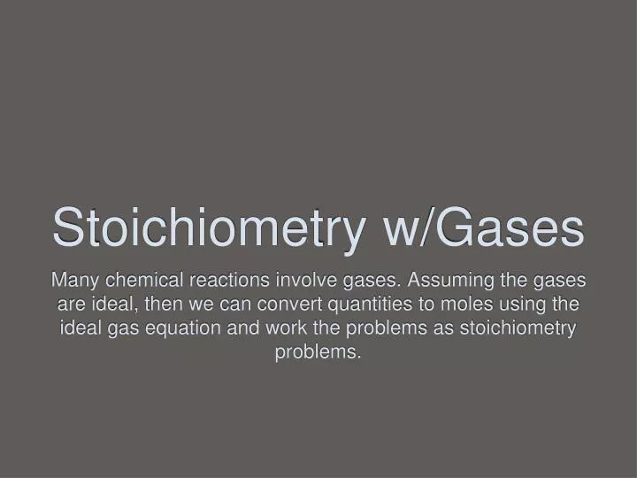 stoichiometry w gases