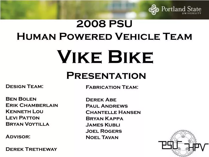 2008 psu human powered vehicle team