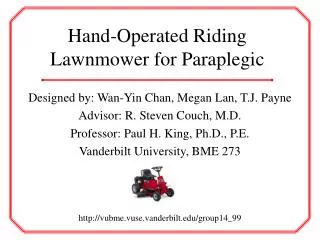 Hand-Operated Riding Lawnmower for Paraplegic