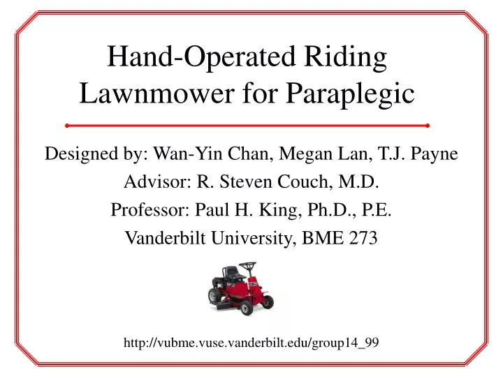 hand operated riding lawnmower for paraplegic