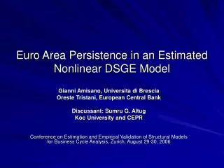 Euro Area Persistence in an Estimated Nonlinear DSGE Model