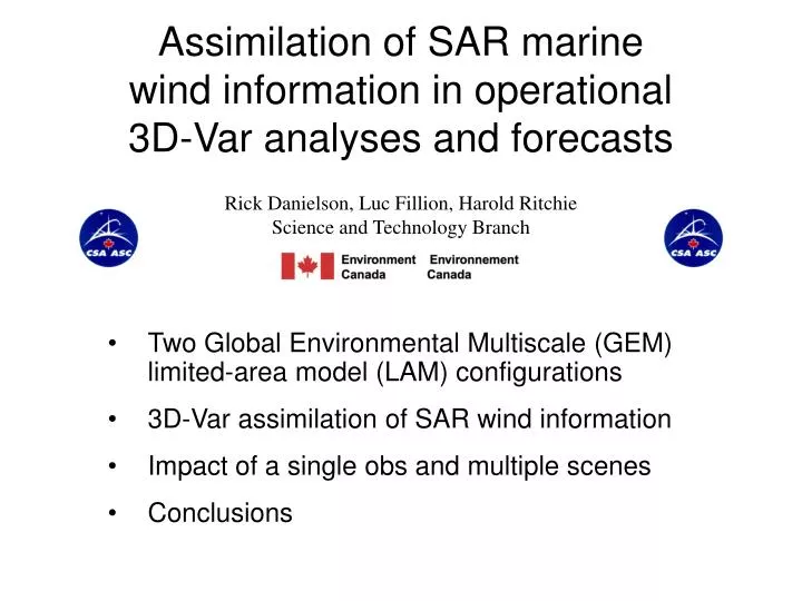 assimilation of sar marine wind information in operational 3d var analyses and forecasts