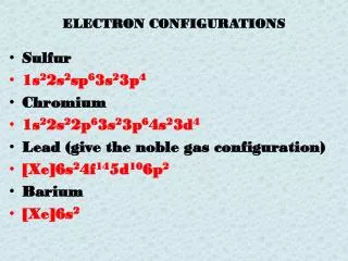 ELECTRON CONFIGURATIONS