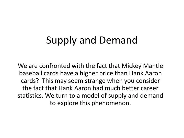 supply and demand