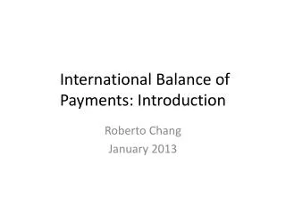 International Balance of Payments : Introduction