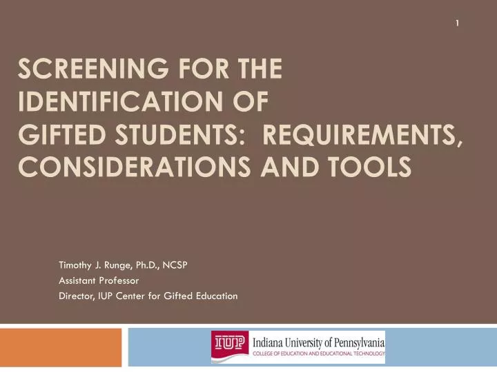 screening for the identification of gifted students requirements considerations and tools