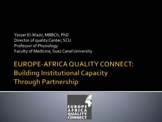 EUROPE-AFRICA QUALITY CONNECT: Building Institutional Capacity Through Partnership
