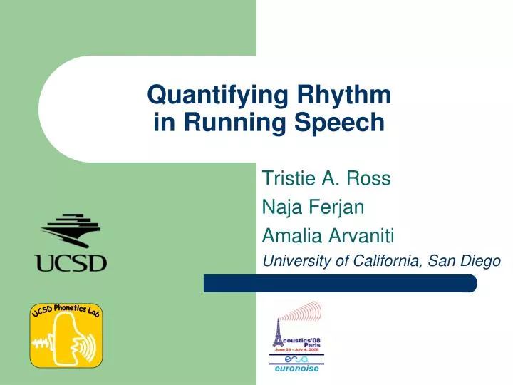 quantifying rhythm in running speech