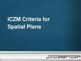 ICZM Criteria for Spatial Plans