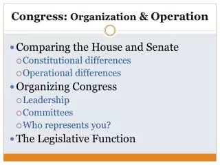 Congress: Organization &amp; Operation
