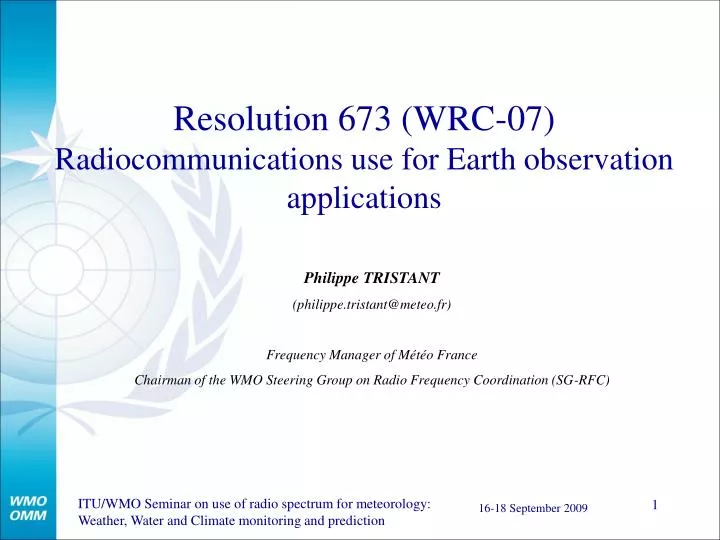 resolution 673 wrc 07 radiocommunications use for earth observation applications