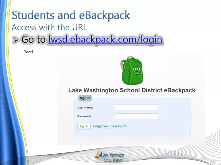 students and ebackpack