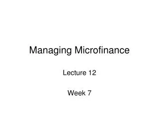 Managing Microfinance