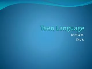 Teen Language