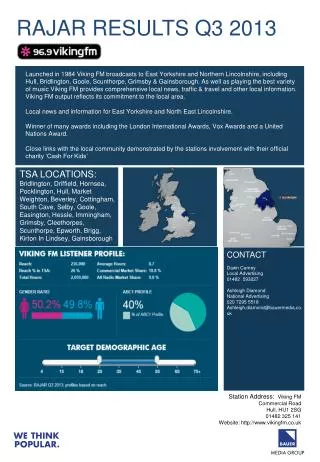 RAJAR RESULTS Q3 2013