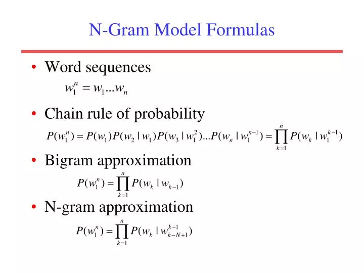 n gram model formulas