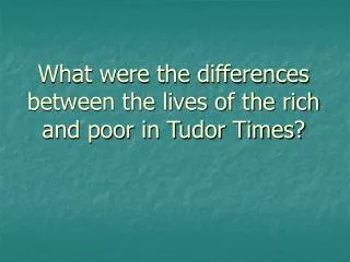 What were the differences between the lives of the rich and poor in Tudor Times?