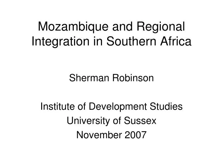 mozambique and regional integration in southern africa