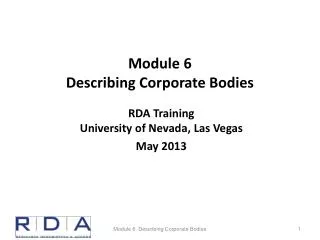 Module 6 Describing Corporate Bodies
