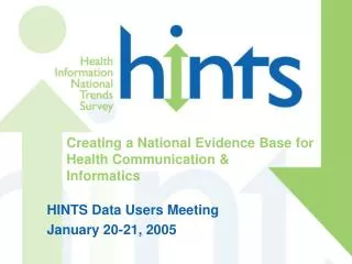 Creating a National Evidence Base for Health Communication &amp; Informatics