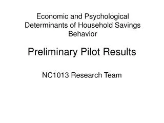 Preliminary Pilot Results