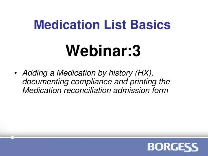 medication list basics