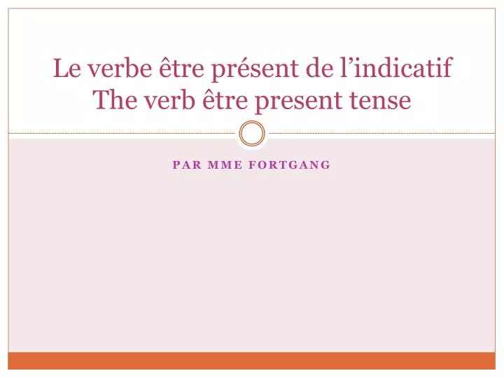 le verbe tre pr sent de l indicatif the verb tre present tense