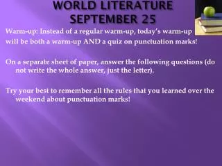 world literature september 25