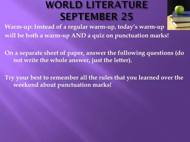 world literature september 25