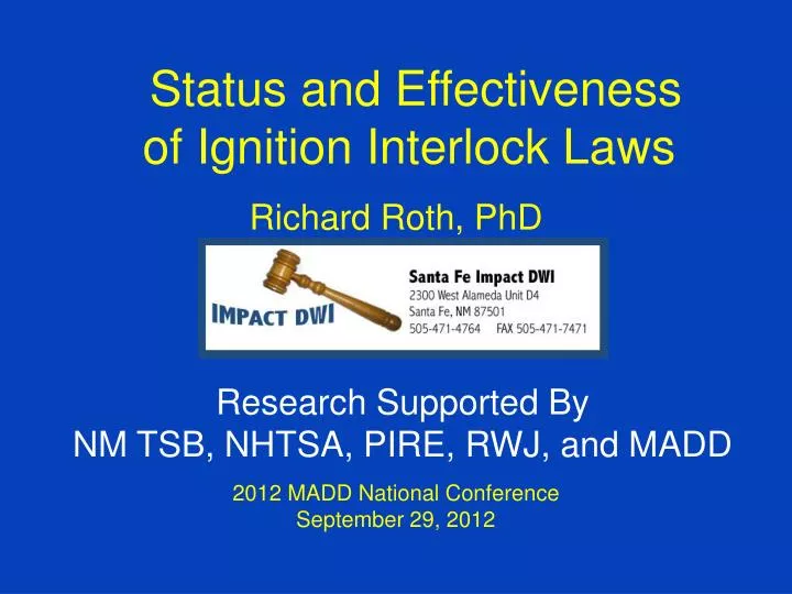 status and effectiveness of ignition interlock laws
