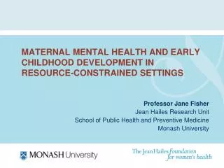 Maternal mental health and early childhood development in RESOURCE-CONSTRAINED settings