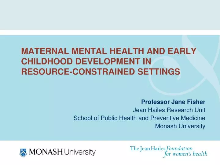 maternal mental health and early childhood development in resource constrained settings