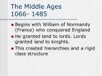 The Middle Ages 1066- 1485 - slide 1