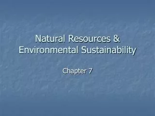 Natural Resources &amp; Environmental Sustainability