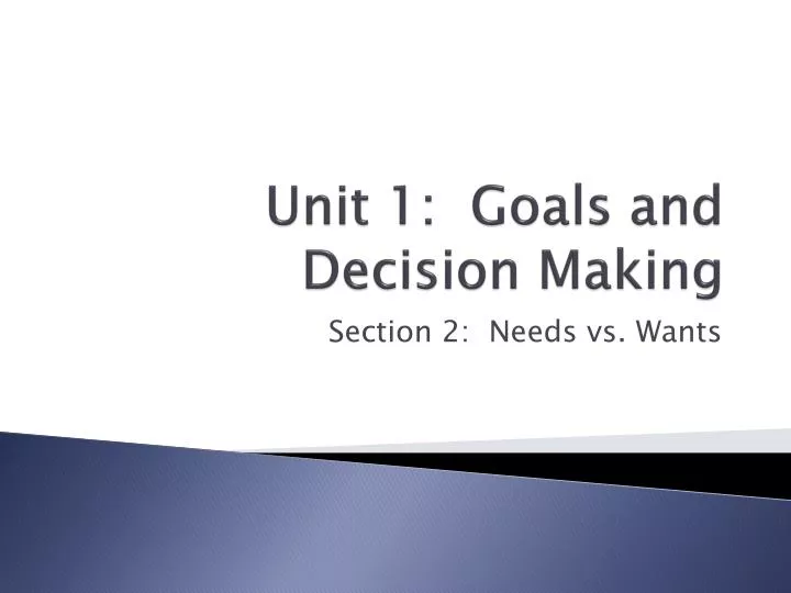 unit 1 goals and decision making