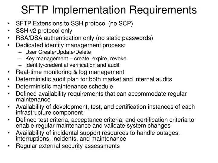 sftp implementation requirements