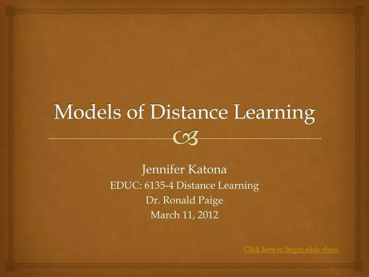 models of distance learning