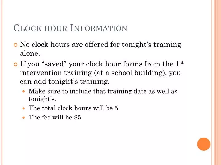 clock hour information