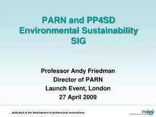 PARN and PP4SD Environmental Sustainability SIG