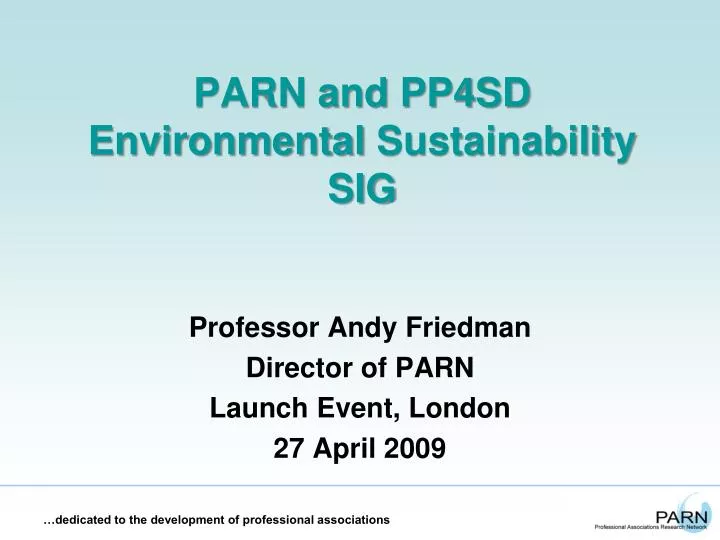 parn and pp4sd environmental sustainability sig