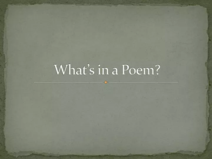 what s in a poem
